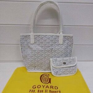 Goyard White and Gray Tote with Pouch